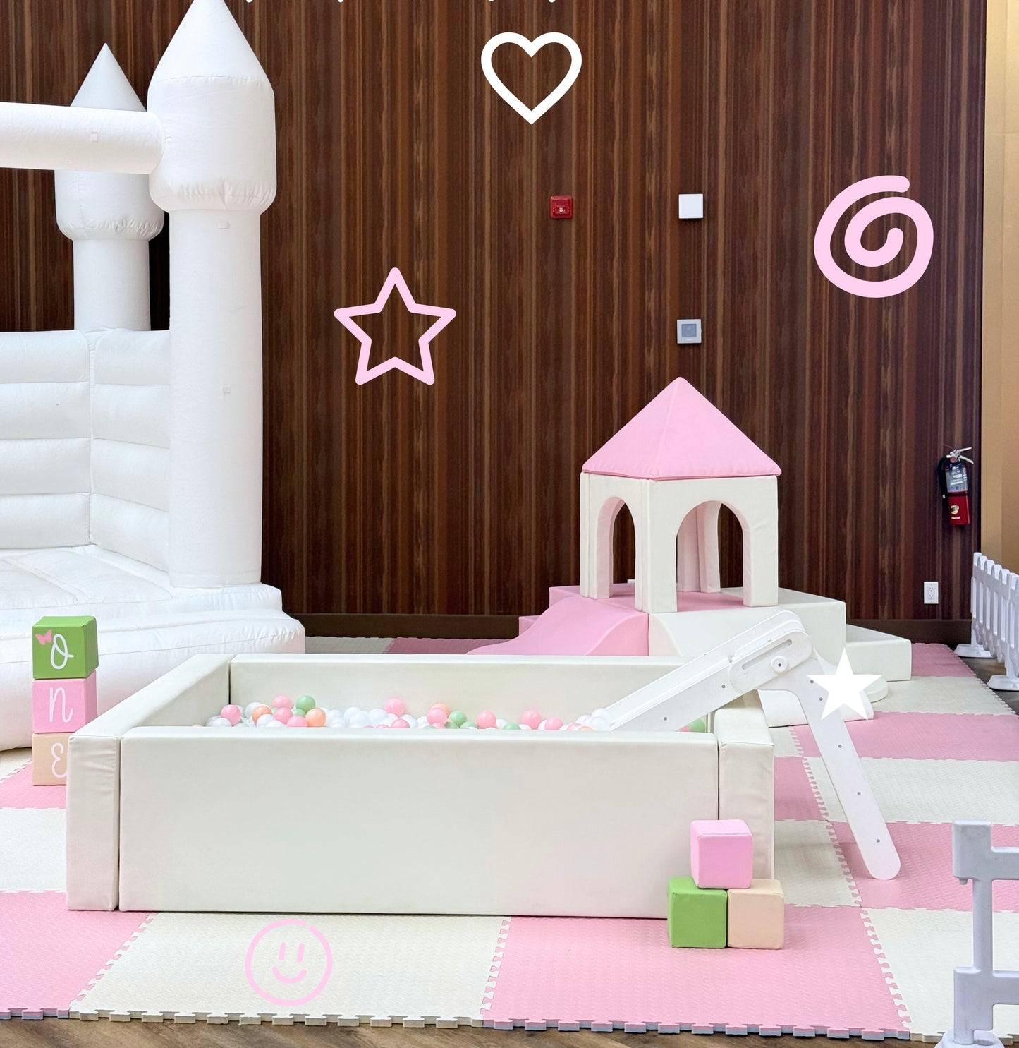 10ft Castle + 5ft Ball Pit & Slide + Pink House
