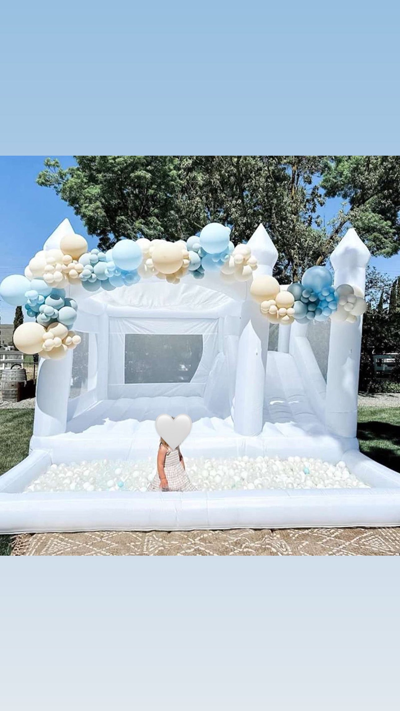 15 Ft White Jumping Castle With Ball Pit & Slide The Party Fairies
