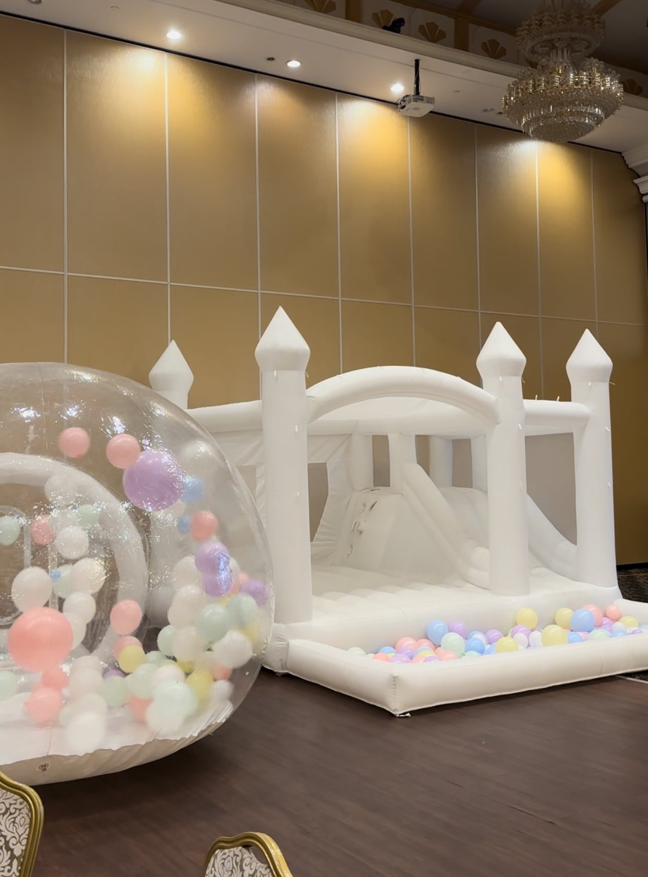 White 15 Ft Jumping Castle + 10 Ft Balloon House COMBO