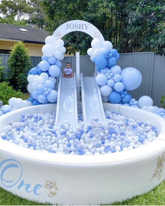 12ft Round Ball Pit + Double Slide ♡