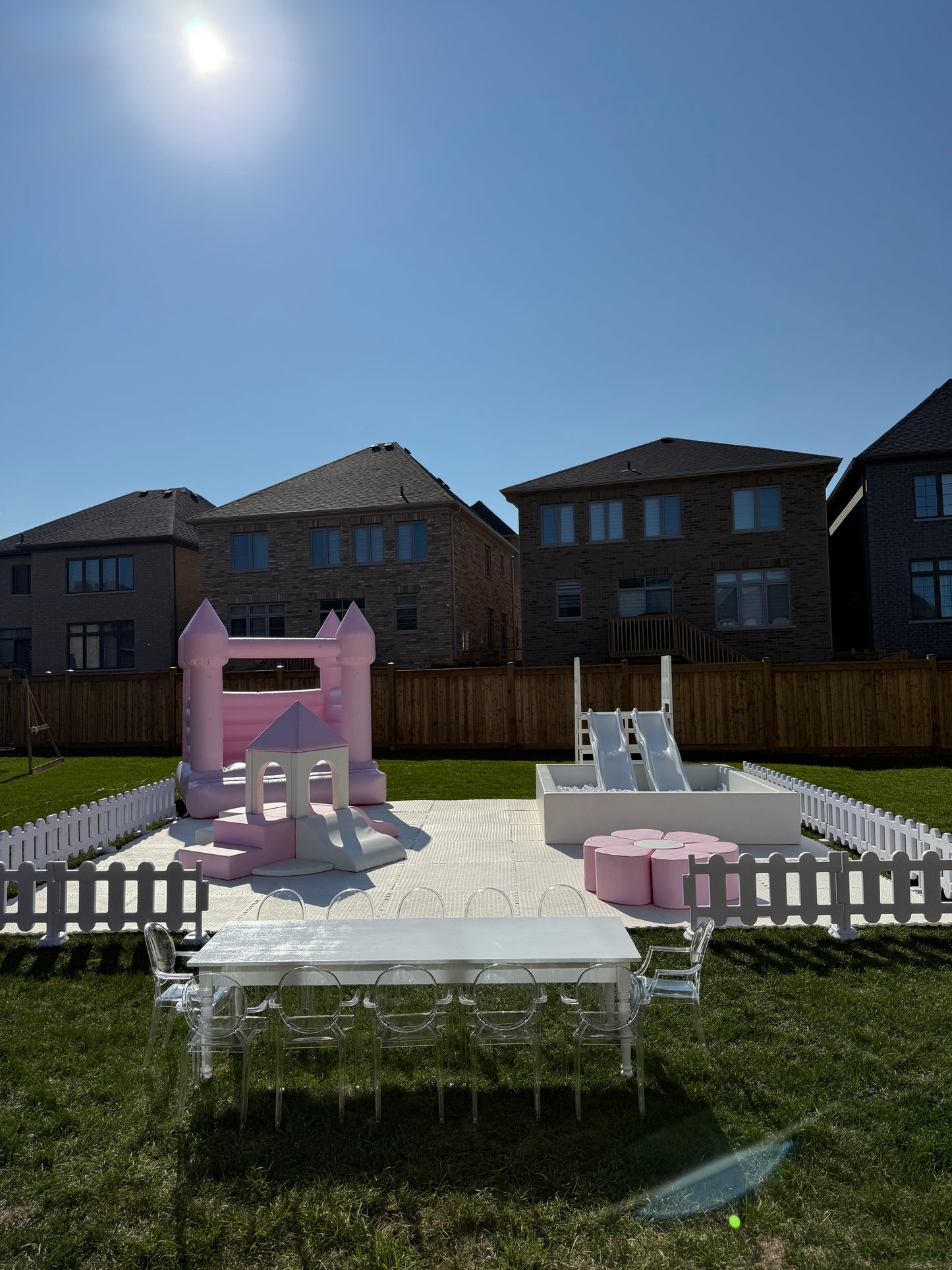 XL Luxe Pink Soft Play Set with 10x8ft Ball Pit With Double Slide