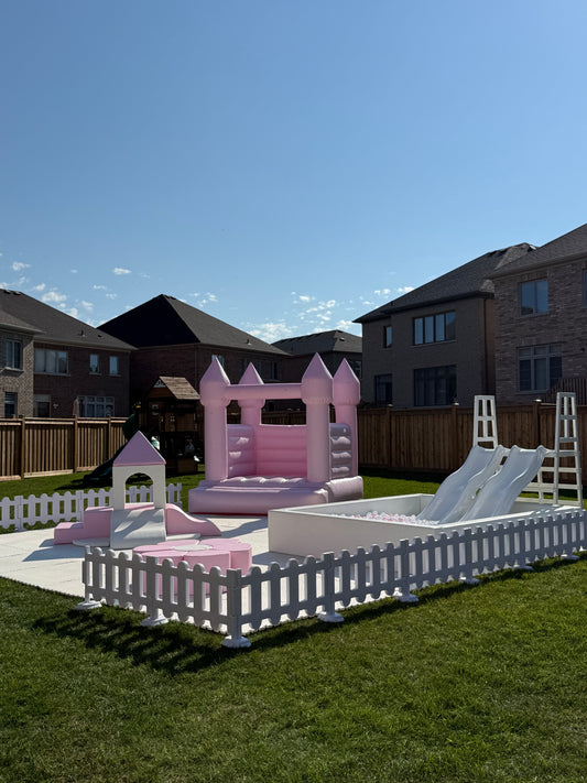 XL Luxe Pink Soft Play Set with 10x8ft Ball Pit With Double Slide