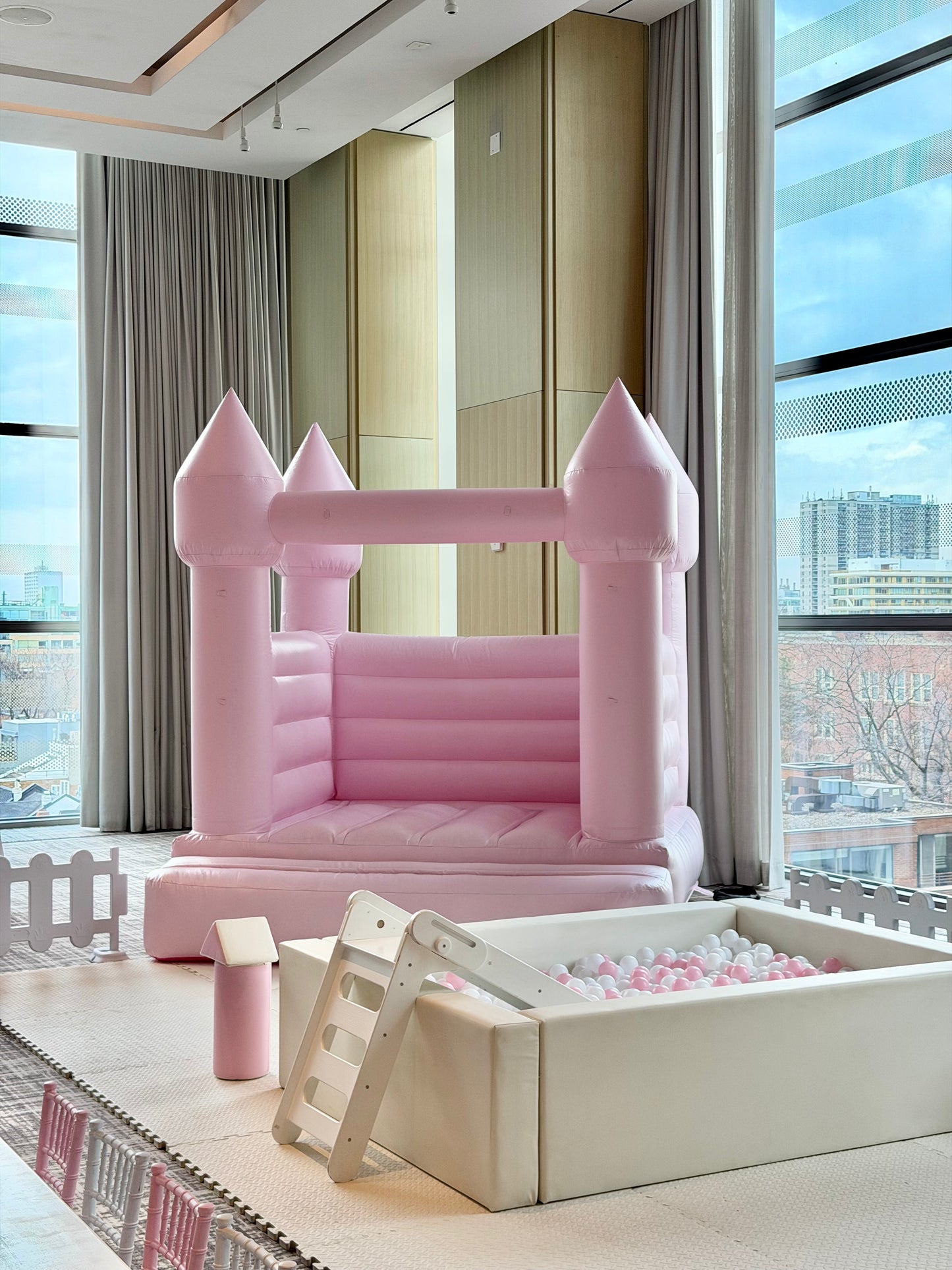 8ft Pink Castle + 5ft Ball Pit & Slide