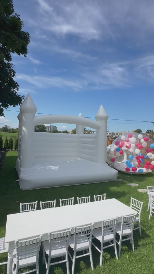 White 13 Ft Jumping Castle + 10 Ft Balloon House COMBO (Copy)